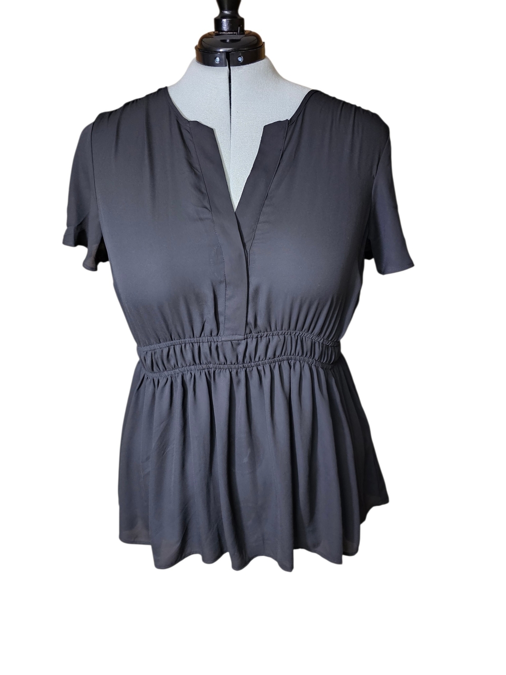 torrid Black Short-Sleeve V-Neck Peplum Top